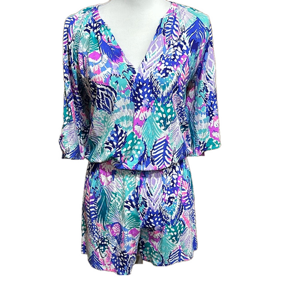 Lilly Pulitzer Pants - Lilly Pulitzer Women's XS Multicolor Bryce Romper Short Sleeve - EUC